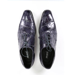 Mauri 4858 Designer Men's Shoes Exotic Skin Cedro Medium Grey Burnished Body Alligator Oxfords (MA4805) (Special Order)-AmbrogioShoes