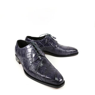 Mauri 4858 Designer Men's Shoes Exotic Skin Cedro Medium Grey Burnished Body Alligator Oxfords (MA4805) (Special Order)-AmbrogioShoes