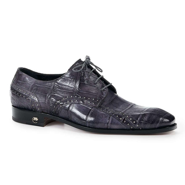 Mauri Shoes Exotic Skin Men's Cedro Medium Grey Burnished Alligator Body Oxfords 4858(MA4805)-AmbrogioShoes
