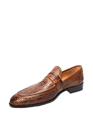 Mauri 4862 Exotic Skin Brown Crocodile Flanks & Calfskin Leather Loafers (MA4911)