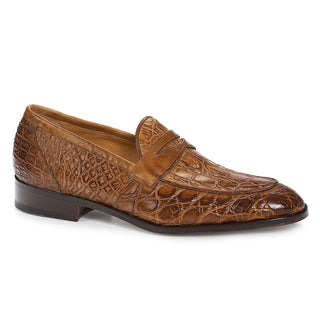 Mauri Shoes Exotic Skin Men's Crocodile Flanks & Calfskin Leather Brown Loafers 4862 (MA4911)-AmbrogioShoes