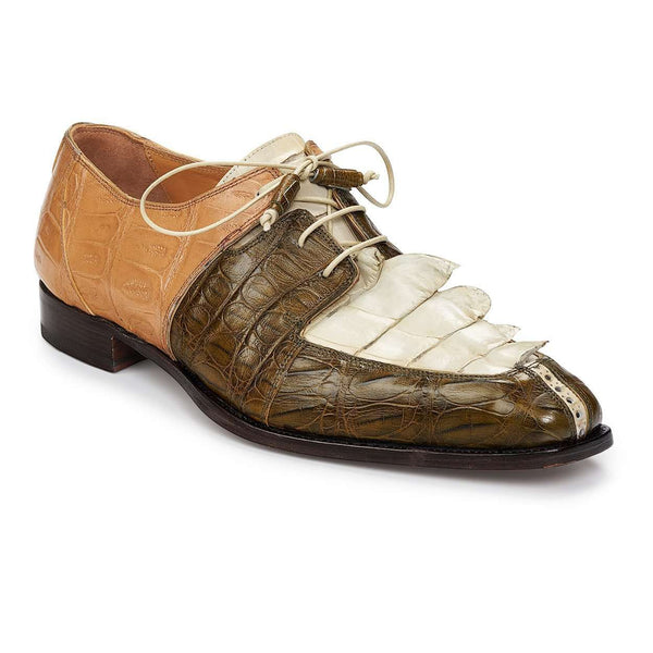 Mauri Shoes Exotic Skin Men's Baby Croc & Hornback Crocodile Tri-tone Oxfords 4876 (MA4912)-AmbrogioShoes