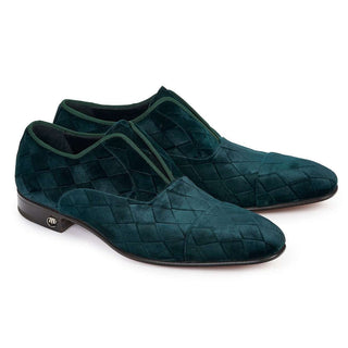 Mauri Shoes Exotic Skin Men's Eucalipto Green Fabric Grazia Loafers 4886(MA4813)-AmbrogioShoes