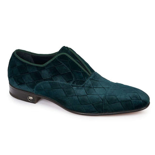Mauri 4886 Designer Men's Shoes Eucalipto Green Fabric Grazia Loafers (MA4813) (Special Order)-AmbrogioShoes