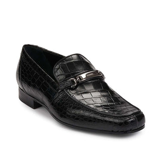 Mauri Shoes Exotic Skin Men's Baby Alligator Black Loafers 4894 (MA4915)-AmbrogioShoes