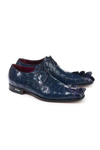 Mauri 4910 Predator Wonder Blue Hornback Baby Crocodile Oxfords (MA5005)-AmbrogioShoes
