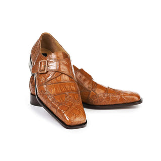 Mauri 4913 Preacher Men's Designer Shoes Cognac Body Alligator and Baby Crocodile Loafers (MA5006) (Special Order)-AmbrogioShoes