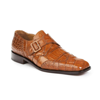 Mauri 4913 Preacher Men's Designer Shoes Cognac Body Alligator and Baby Crocodile Loafers (MA5006) (Special Order)-AmbrogioShoes