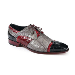 Mauri 4921 Stephen Men's Shoes Black / Grey / Red Body Alligator Oxfords (MA5010)-AmbrogioShoes