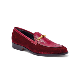 Mauri 4932 Baron Men's Shoes Velvet Print & Ostrich Leg Horsebit Loafers (MA5300)(Special Order)-AmbrogioShoes
