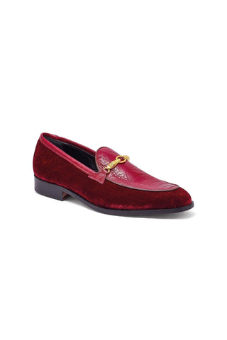 Mauri 4932 Baron Velvet Embossed & Ostrich Leg Horsebit Loafers (MA5300)-AmbrogioShoes