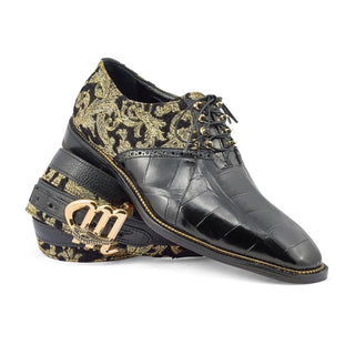 Mauri 4936 Smooth Men's Shoes Exotic Alligator & Didier Fabric Oxfords (MA5361)(Special Order)-AmbrogioShoes