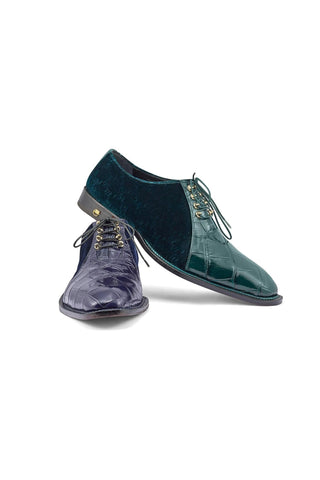 Mauri 4948 Lenox Exotic Body Alligator Skin & Velvet Leather Oxfords (MA5353)-AmbrogioShoes