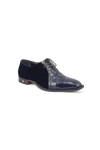 Mauri 4948 Lenox Exotic Body Alligator Skin & Velvet Leather Oxfords (MA5353)-AmbrogioShoes
