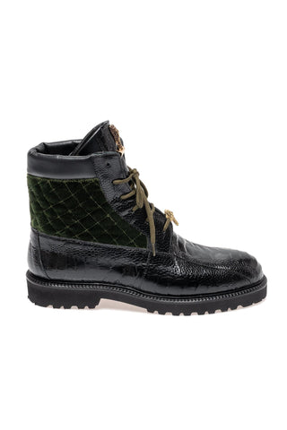 Mauri 4949/4 Hawk Exotic Ostrich Skin / Velvet / Calf-Skin Leather Boot (MA5688)-AmbrogioShoes