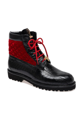Mauri 4949/4 Hawk Exotic Ostrich Skin / Velvet / Calf-Skin Leather Boot (MA5688)-AmbrogioShoes