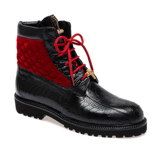 Mauri 4949/4 Hawk Exotic Ostrich Skin / Velvet / Calf-Skin Leather Boot (MA5688)-AmbrogioShoes