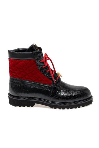 Mauri 4949/4 Hawk Ostrich Skin / Velvet / Leather Boot (MA5688)-AmbrogioShoes