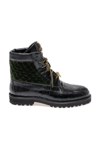 Mauri 4949/4 Hawk Ostrich / Velvet / Leather Boot (MA5688)-AmbrogioShoes