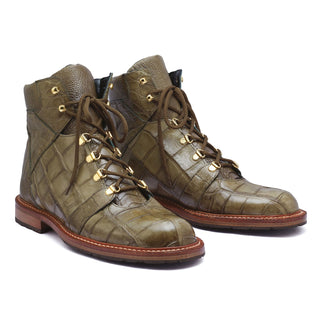 Mauri 4963 Pathfinder Exotic Alligator & Ostrich Skin Boots (MA5274)(Made to Order)-AmbrogioShoes