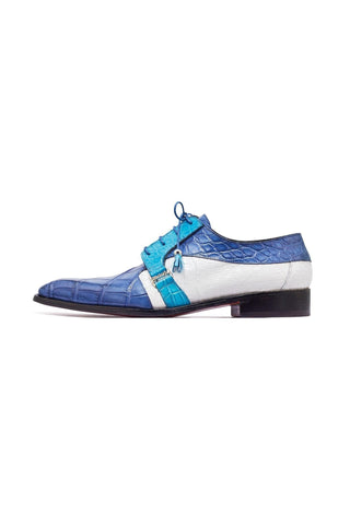 Mauri 4971 Capone Caribbean Blue, Azure & White Exotic Alligator Derby (MA5315)-AmbrogioShoes