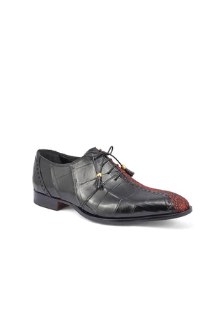 Mauri 4975/2 Two Face Exotic Alligator Skin & Matahari Fabric Oxfords (MA5400)-AmbrogioShoes