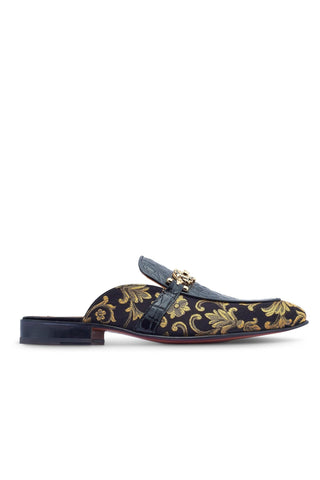 Mauri 4976 Bermuda Alligator Skin & Gobelins Fabric Horsebit Mules (MA5442)
