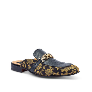 Mauri 4976 Bermuda Exotic Alligator Skin & Gobelins Fabric Horsebit Mules (MA5442)(Special Order)-AmbrogioShoes