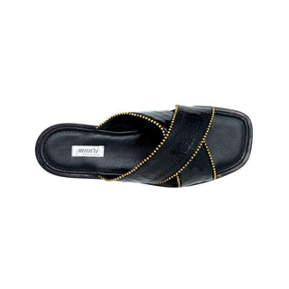 Mauri 5062 Sandals Luxor Men's Designer Shoes Black Fabric / Ostrich Leg 5062 (MA5117) (Special Order)-AmbrogioShoes