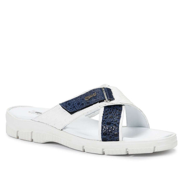 Mauri Shoes Exotic Skin Men's Ostrich & Frog White Sandals 5063 (MA4921)-AmbrogioShoes