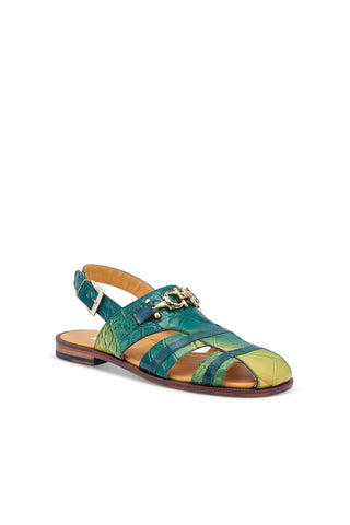 Mauri 5128 Tarragon Multi Green Alligator Horsebit Sandals (MA5424)