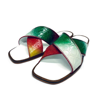 Mauri 5134 Carnival Men's Shoes Exotic Alligator Skin Slip-On Sandals (MA5676)(Special Order)-AmbrogioShoes