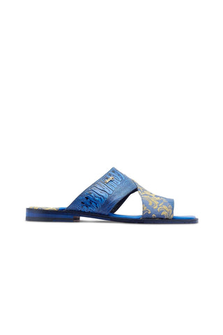 Mauri 5140 Cancun Exotic Ostrich Skin & Gobelins Fabric Slip-On Sandals (MA5417)-AmbrogioShoes