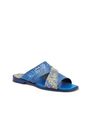 Mauri 5140 Cancun Exotic Ostrich Skin & Gobelins Fabric Slip-On Sandals (MA5417)-AmbrogioShoes