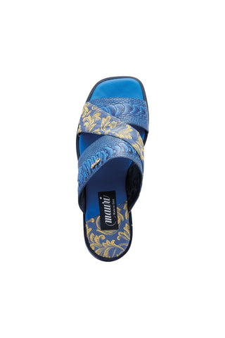 Mauri 5140 Cancun Exotic Ostrich Skin & Gobelins Fabric Slip-On Sandals (MA5417)-AmbrogioShoes