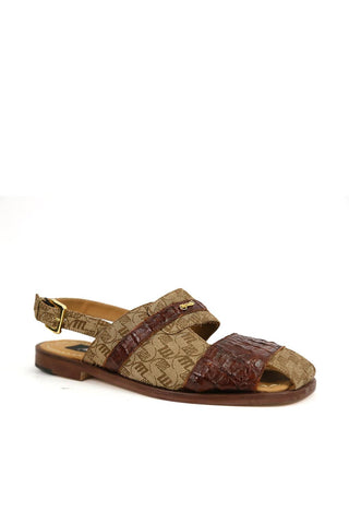 Mauri 5171/1 Exotic Hornback & Fabric Slip-On Sandal (MA5666)(Made to Order)-AmbrogioShoes