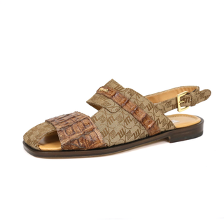 Mauri 5171/1 Men's Shoes Exotic Hornback & Fabric Slip-On Sandal (MA5666)(Special Order)-AmbrogioShoes