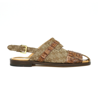 Mauri 5171/1 Men's Shoes Exotic Hornback & Fabric Slip-On Sandal (MA5666)(Special Order)-AmbrogioShoes