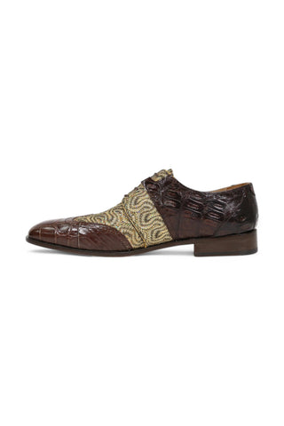 Mauri 53124 Exotic Alligator Skin / Fabric Glitter / Crocodile Skin Oxfords (MA4654)-AmbrogioShoes