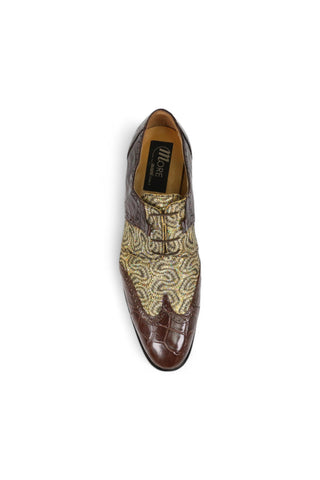 Mauri 53124 Exotic Alligator Skin / Fabric Glitter / Crocodile Skin Oxfords (MA4654)-AmbrogioShoes