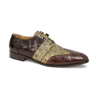 Mauri 53124 Men's Shoes Exotic Alligator Skin / Fabric Glitter / Crocodile Skin Oxfords (MA4654)-AmbrogioShoes