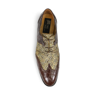 Mauri 53124 Men's Shoes Exotic Alligator Skin / Fabric Glitter / Crocodile Skin Oxfords (MA4654)-AmbrogioShoes