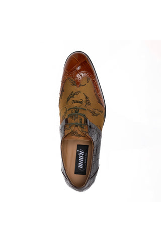 Mauri 53124/1 Caracalla Alligator & Fabric Wing-Tip Derby (MA5694)-AmbrogioShoes