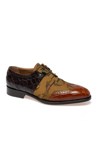 Mauri 53124/1 Caracalla Alligator Skin & Fabric Wing-Tip Derby (MA5694)-AmbrogioShoes