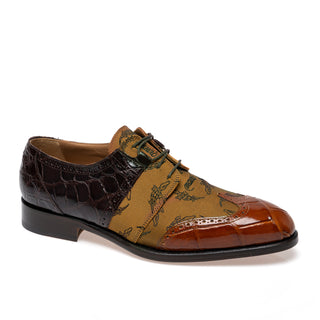 Mauri 53124/1 Caracalla Exotic Alligator Skin & Fabric Wing-Tip Derby (MA5694)-AmbrogioShoes