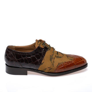 Mauri 53124/1 Caracalla Exotic Alligator Skin & Fabric Wing-Tip Derby (MA5694)(Made to Order)-AmbrogioShoes