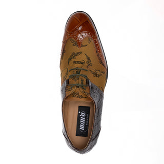 Mauri 53124/1 Caracalla Men's Shoes Exotic Alligator Skin & Fabric Wing-Tip Derby (MA5694)(Special Order)-AmbrogioShoes