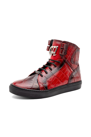 Mauri 6129-1 Golden Boy Exotic Crocodile Skin & Nappa Leather High-Top Sneakers (MA5574)-AmbrogioShoes