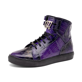 Mauri 6129-1 Golden Boy Exotic Crocodile Skin & Nappa Leather High-Top Sneakers (MA5574)(Made to Order)-AmbrogioShoes