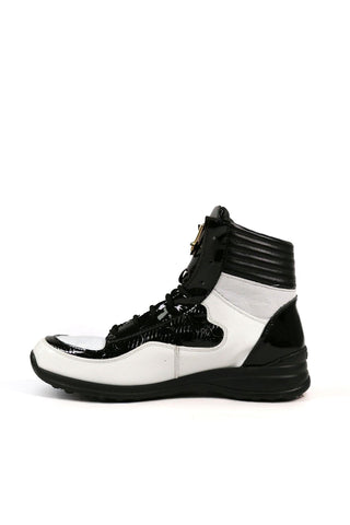 Mauri 8401 Flash Crocodile / Ostrich Leg / Patent High-Top Sneakers (MA5456)-AmbrogioShoes